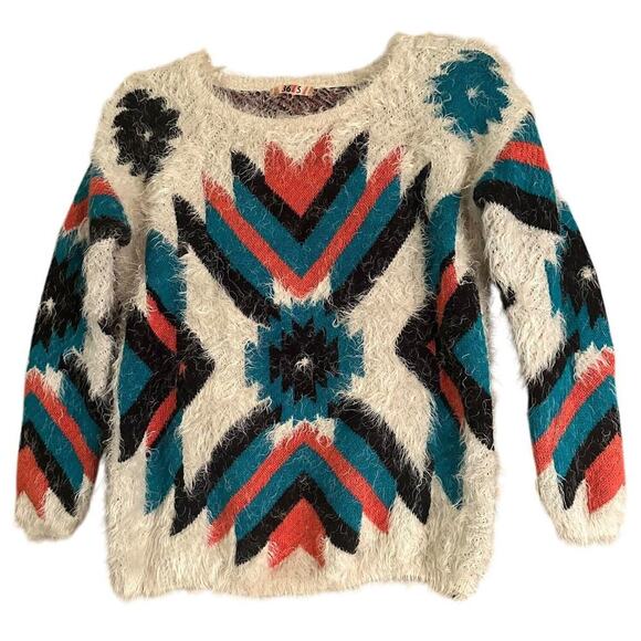 36 Point 5 Womens Aztec Native American Style Boho Hippie Eyelash Sweater Size S - Picture 3 of 11